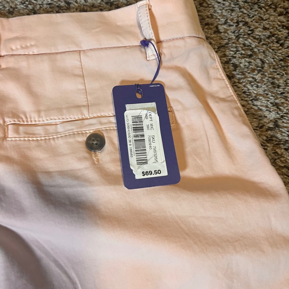 Caribbean Flat-Front Shorts Casual Chino Peach Size 36 - Picture 7 of 7